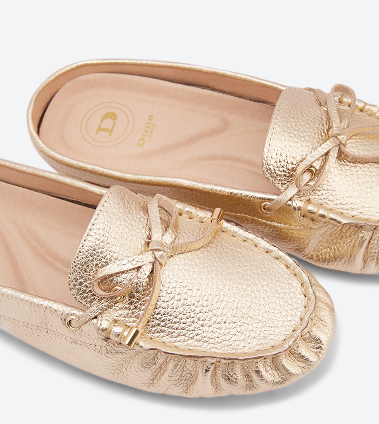 Buy Dune London Giovanni Backless Round Toe Loafers Gold In Gold 6thStreet Oman
