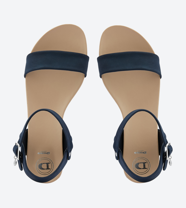 Buy Dune London Londoner Softee Flat Buckle Closure Sandals Navy