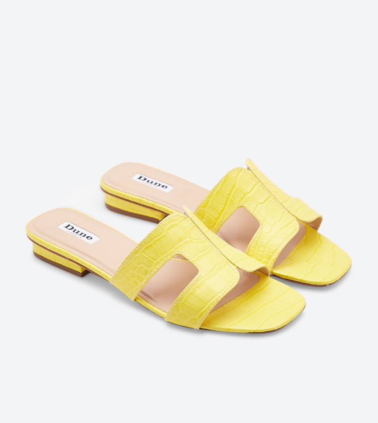 Buy Dune London Loupe Square Toe Block Heel Slides Yellow In Yellow 6thStreet Bahrain