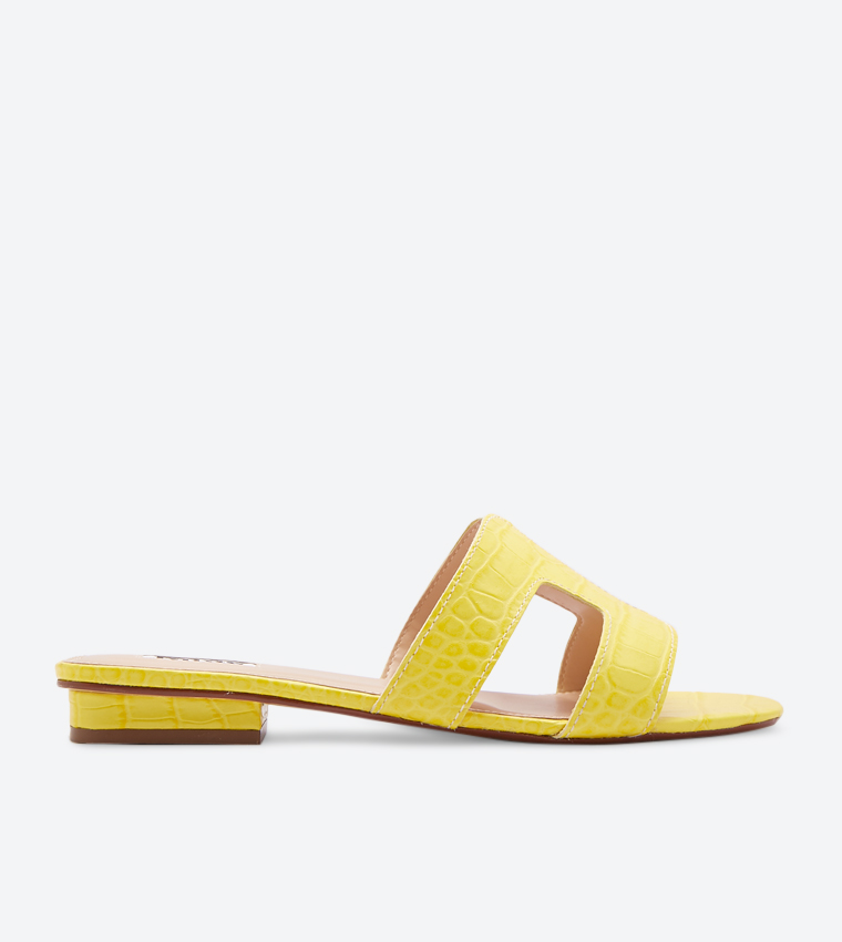 Buy Dune London Loupe Square Toe Block Heel Slides Yellow In Yellow 6thStreet Bahrain
