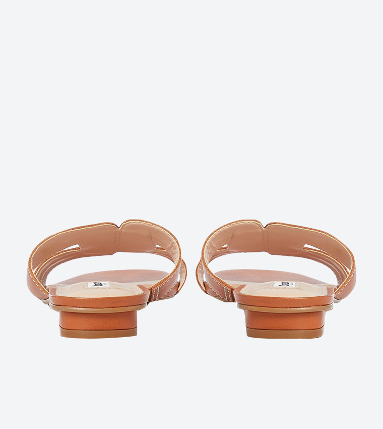 Buy Dune London Loupee Di Block Heel Square Toe Sliders Tan In Tan 6thStreet Bahrain