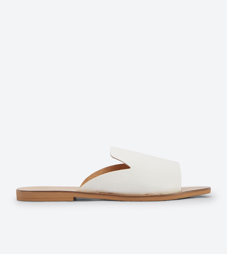 Buy Dune London Lorde Di Broad Strap Round Toe Slides White In White 6thStreet Qatar