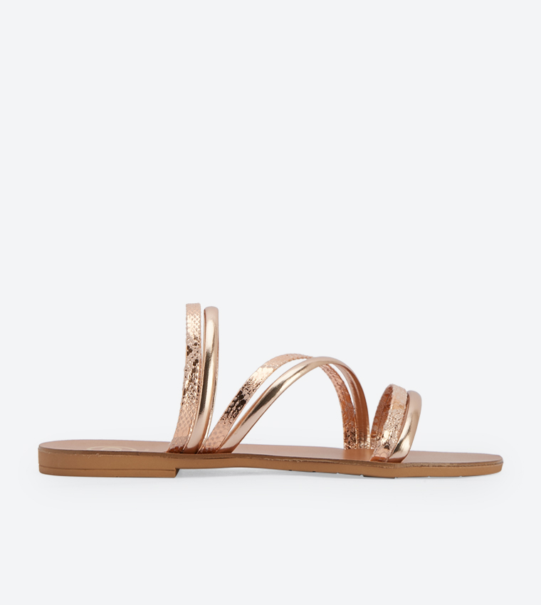 Buy Dune London Liberate Di Round Toe Flat Sandals Rose Gold In Rose Gold 6thStreet Bahrain