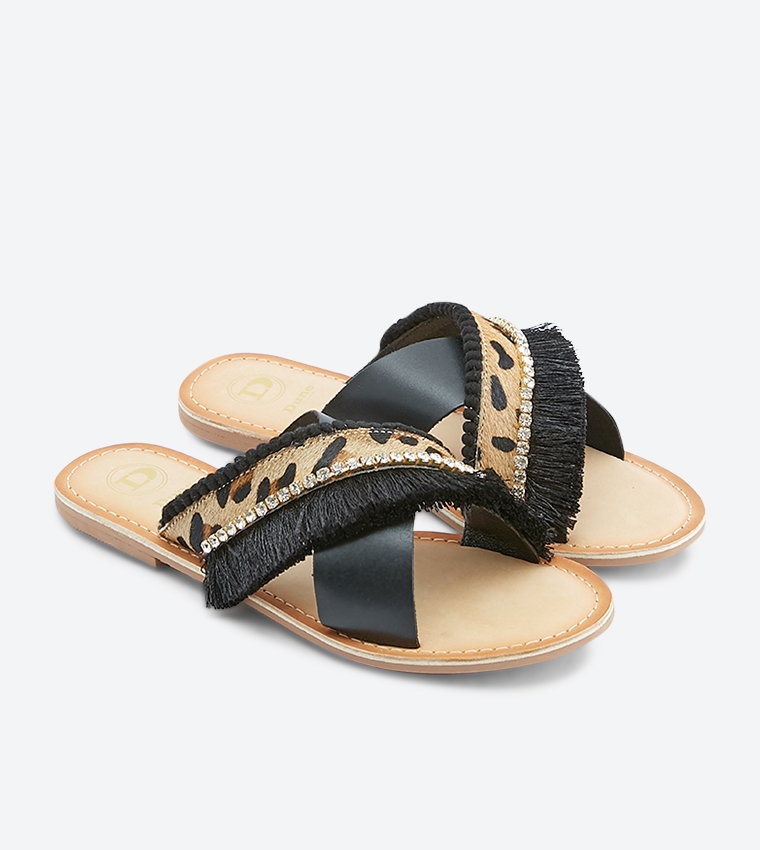 Dune leopard sandals on sale