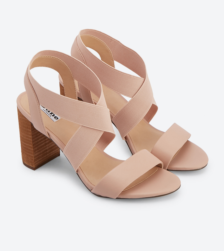 Jogger Criss Cross Straps Block Heel Sandals - Pink