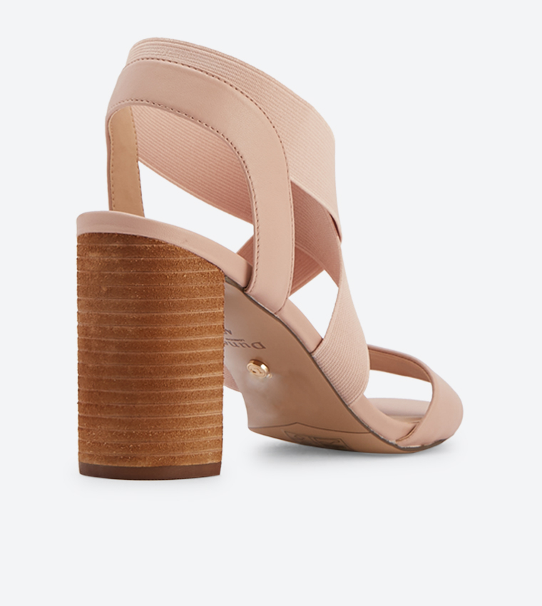 Jogger Criss Cross Straps Block Heel Sandals - Pink