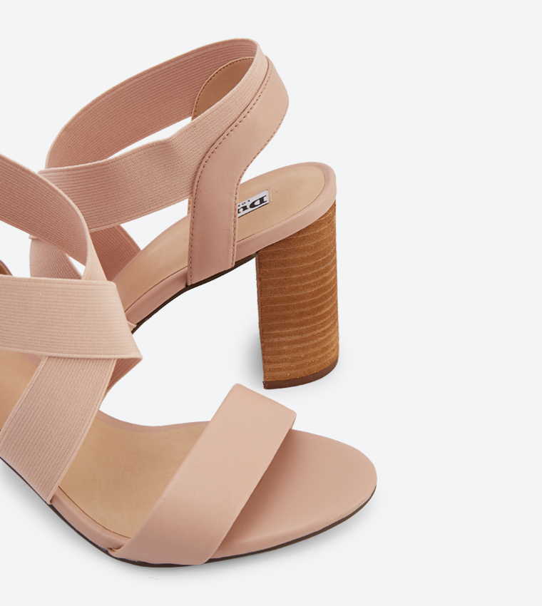 Jogger Criss Cross Straps Block Heel Sandals - Pink