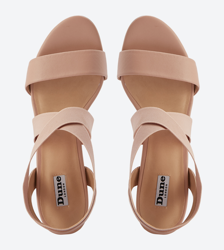 Jogger Criss Cross Straps Block Heel Sandals - Pink