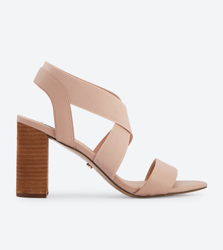 Jogger Criss Cross Straps Block Heel Sandals - Pink