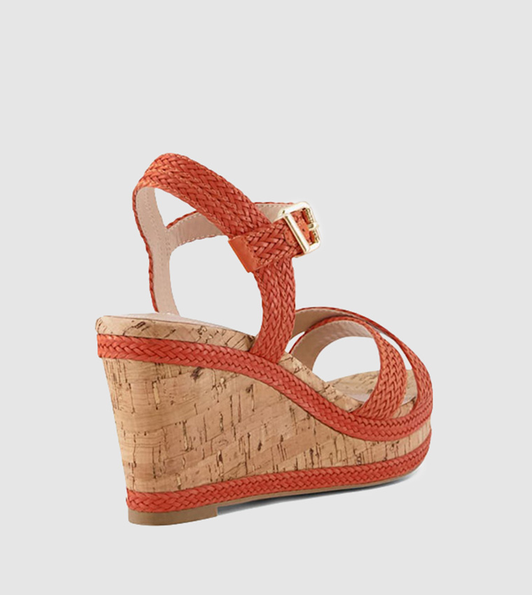 Buy Dune London Kelisa Braided Upper Wedge Sandals In Orange 6thStreet Qatar