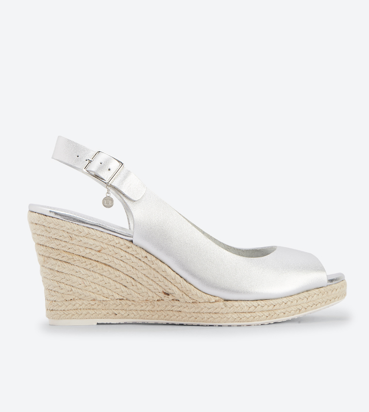 Buy Dune London Knox Slingback Buckle Closure Wedge Sandals Silver In Silver 6thStreet Oman