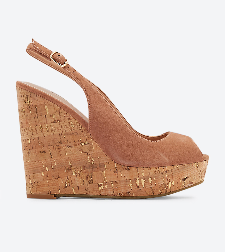 Buy Dune London Kimmber Peep Toe Slingback Wedge Sandals Brown In