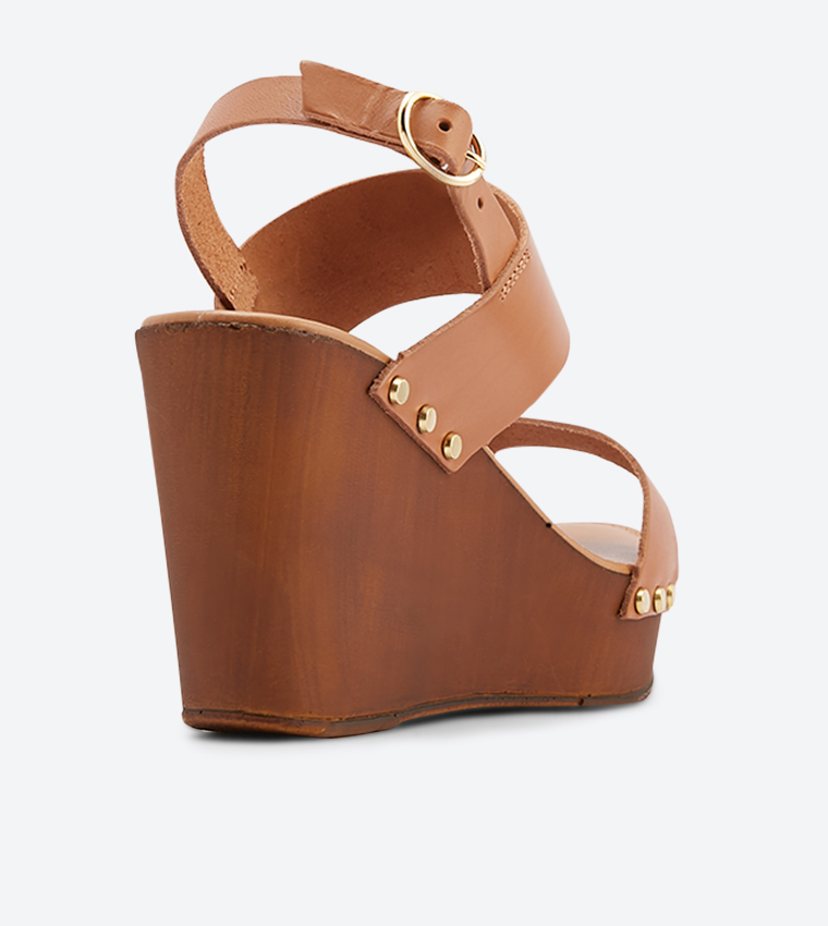 Buy Dune London Kimmey Wooden Platform Wedge Sandals Tan In Tan 6thStreet Oman