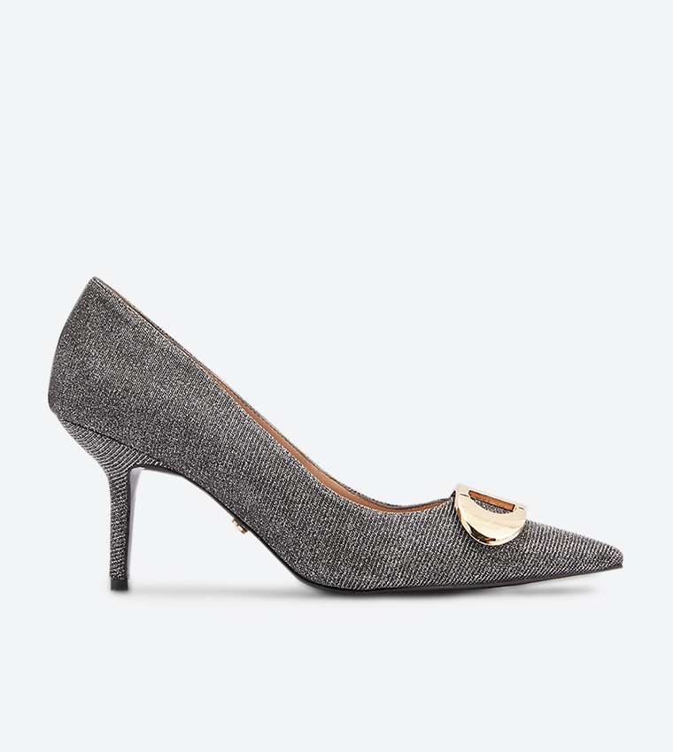 Buy Dune London Brioni Di D Hardware Kitten Heel Pumps Dark Grey In Dark Grey 6thStreet Oman