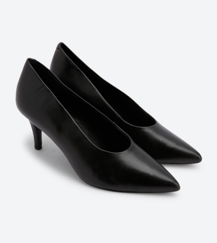 Black high vamp court shoes online