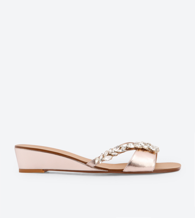 Buy Dune London Napoli Di Wedge Heel Mules Rose Gold 0086503940029483 In Rose Gold 6thStreet UAE