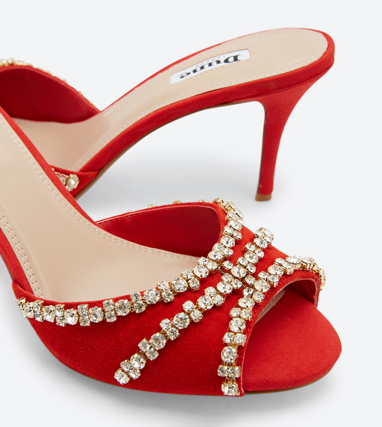 Dune red mules new arrivals