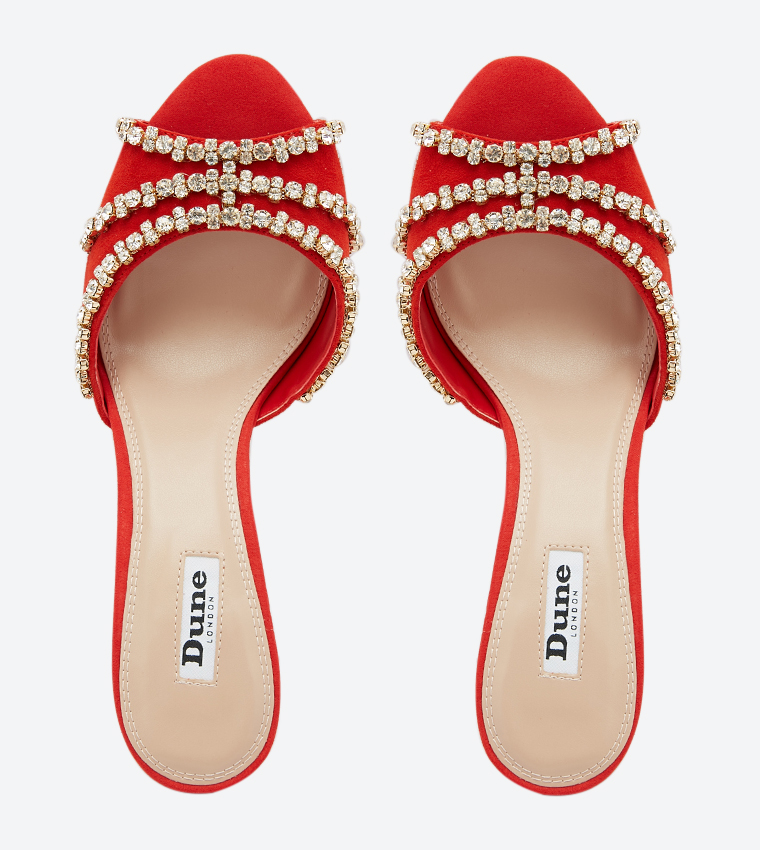 Buy Dune London Marola Di Jewel Trim Heel Mules Red In Red 6thStreet Qatar
