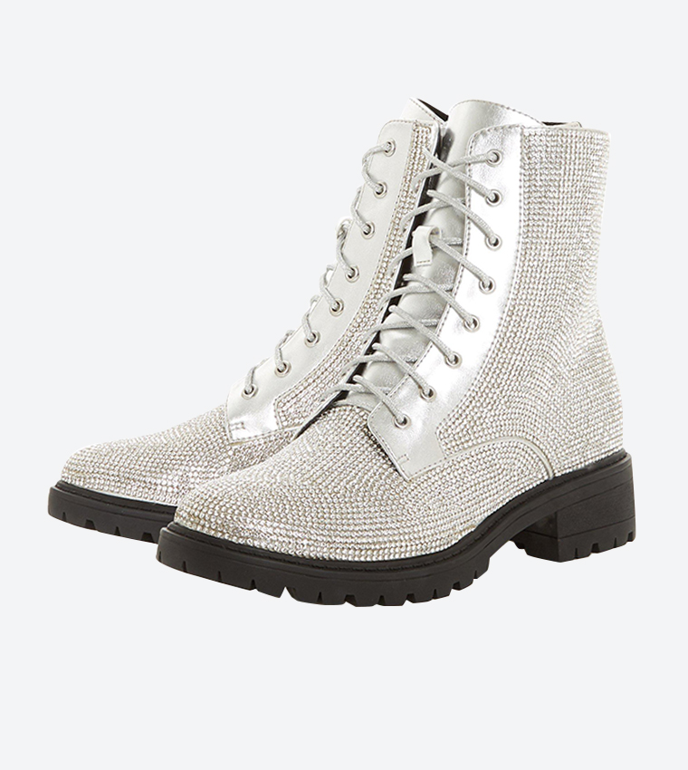 Dune silver boots hot sale