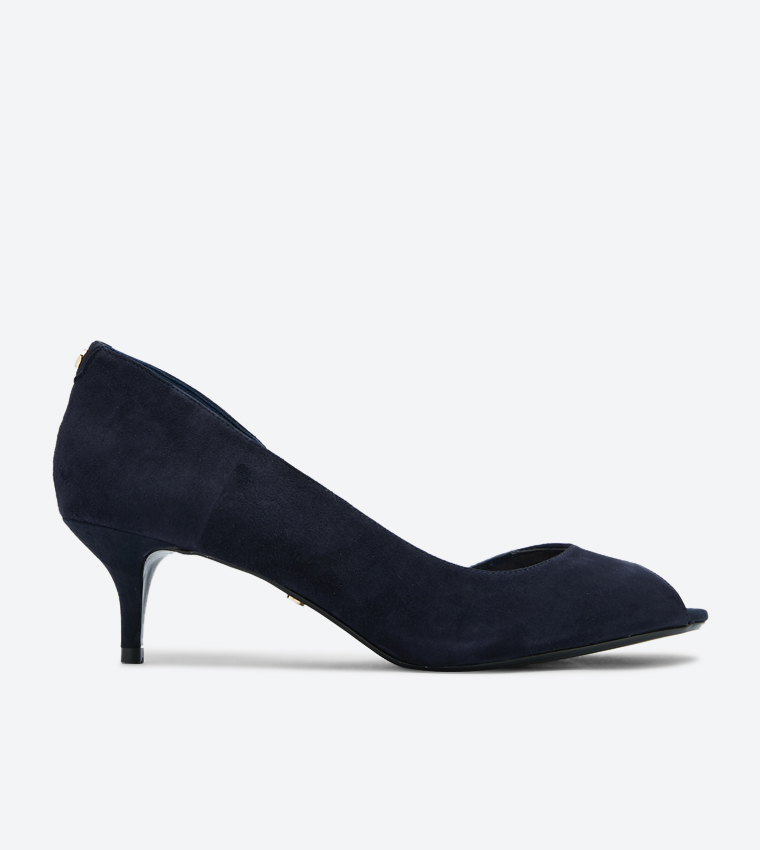 Buy Dune London Cherrice C Peep Toe Kitten Heel Pumps Navy In Blue