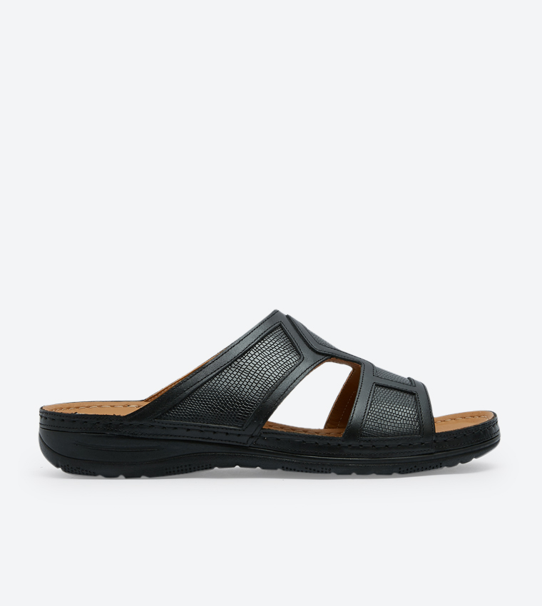 Casual Comfortable Round Toe Slippers - Black