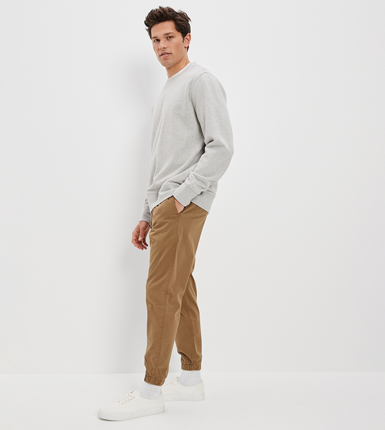 Solid Drawstring Waist Trekker Jogger Pants