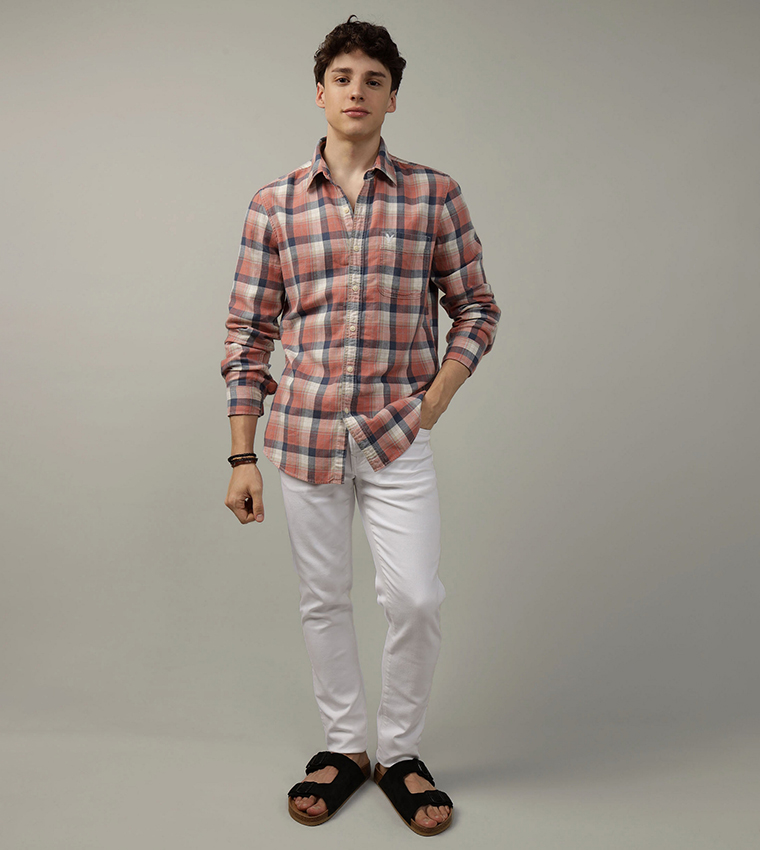 Slim Fit Plaid Button-Up Shirt