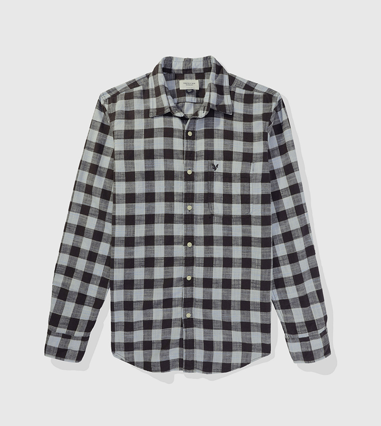 Plaid Poplin Button-Up Shirt