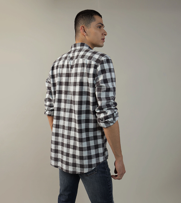 Plaid Poplin Button-Up Shirt