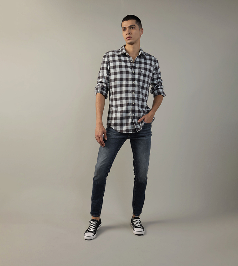 Plaid Poplin Button-Up Shirt
