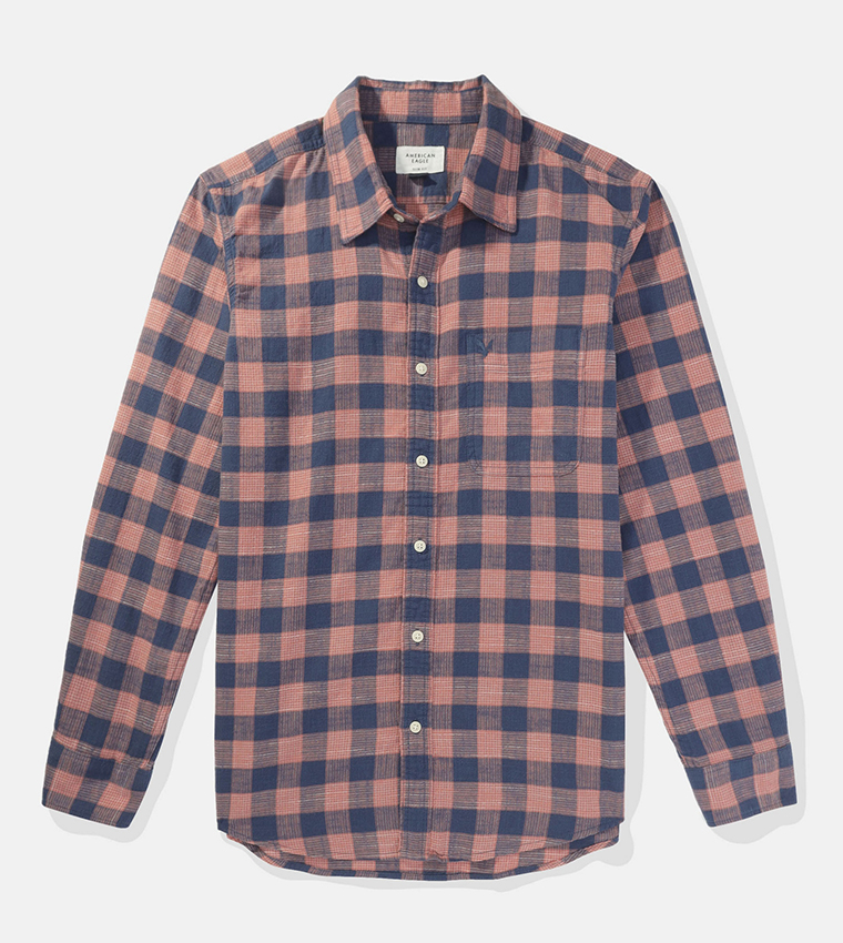Plaid Poplin Button-Up Shirt