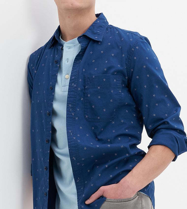 Printed Slim Fit Button-Up Shirt