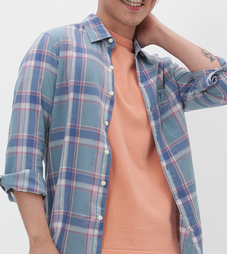 Checked Slim Fit Button-Up Shirt