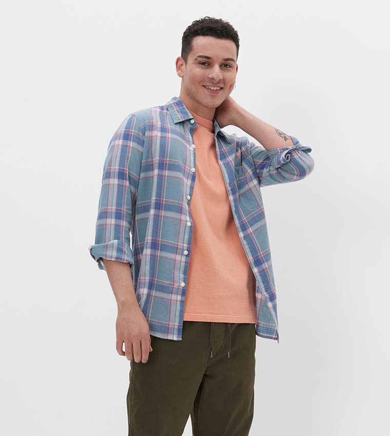 Checked Slim Fit Button-Up Shirt