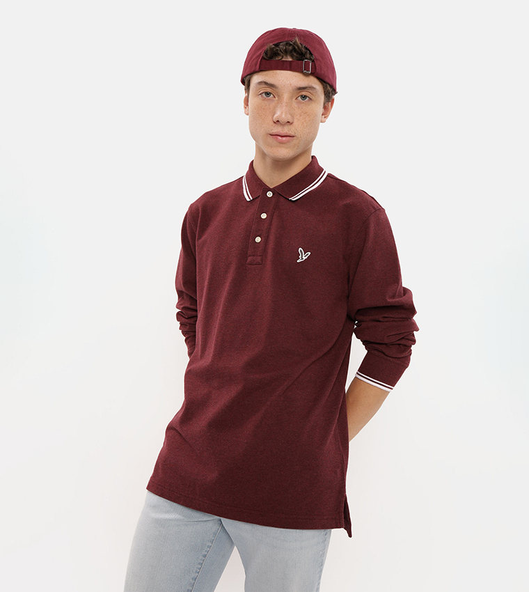 Logo Detail Long Sleeves Polo T-Shirt