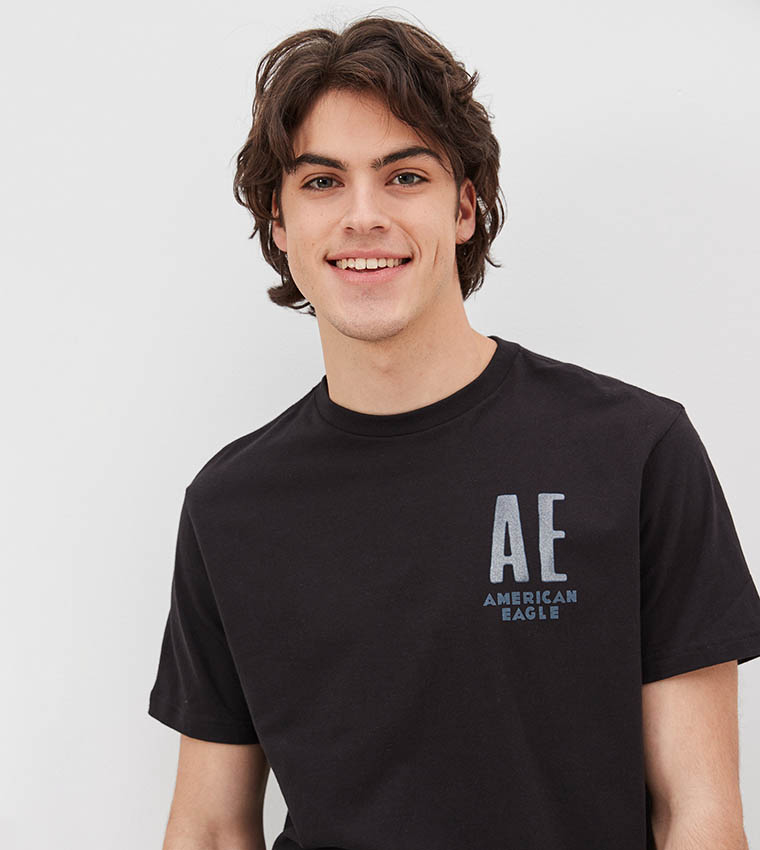 Buy American Eagle Logo Printed Super Soft T Shirt In Black 6thStreet Bahrain