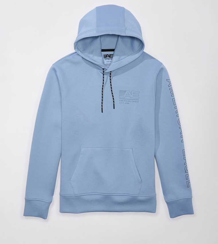 Buy American Eagle 24 7 Good Vibes Logo Printed Hoodie In Light Blue 6thStreet Bahrain