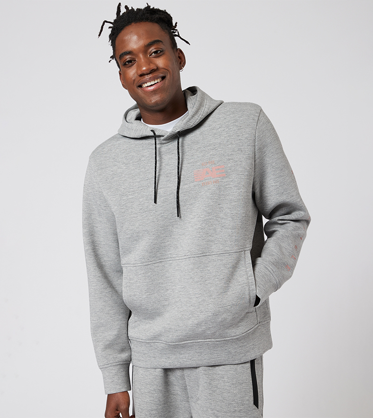 Buy American Eagle Printed Long Sleeves Hoodie In Grey 6thStreet UAE