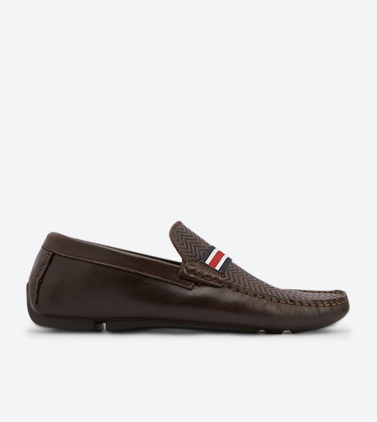 Buy Dune London Berne Di Stripe Tape Square Toe Loafers Brown In