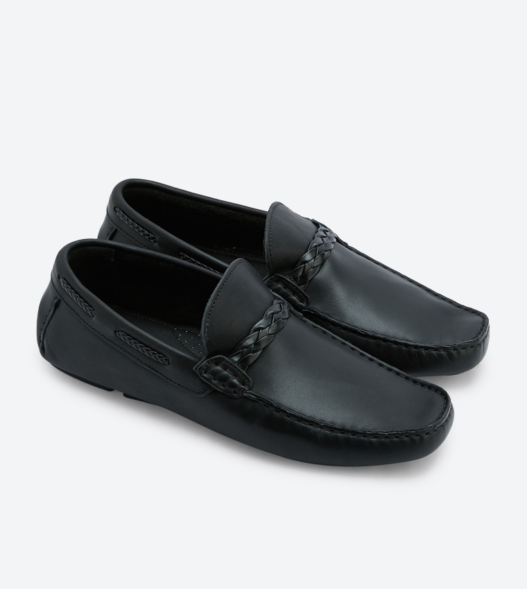 Brodie Di Plait Detail Driver Loafers Black