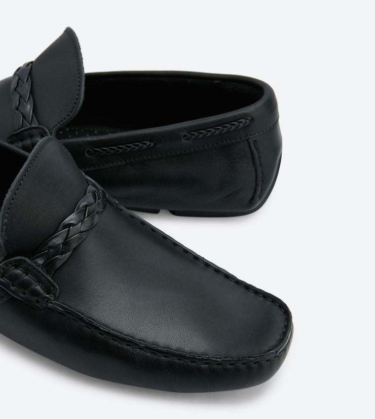 Brodie Di Plait Detail Driver Loafers Black