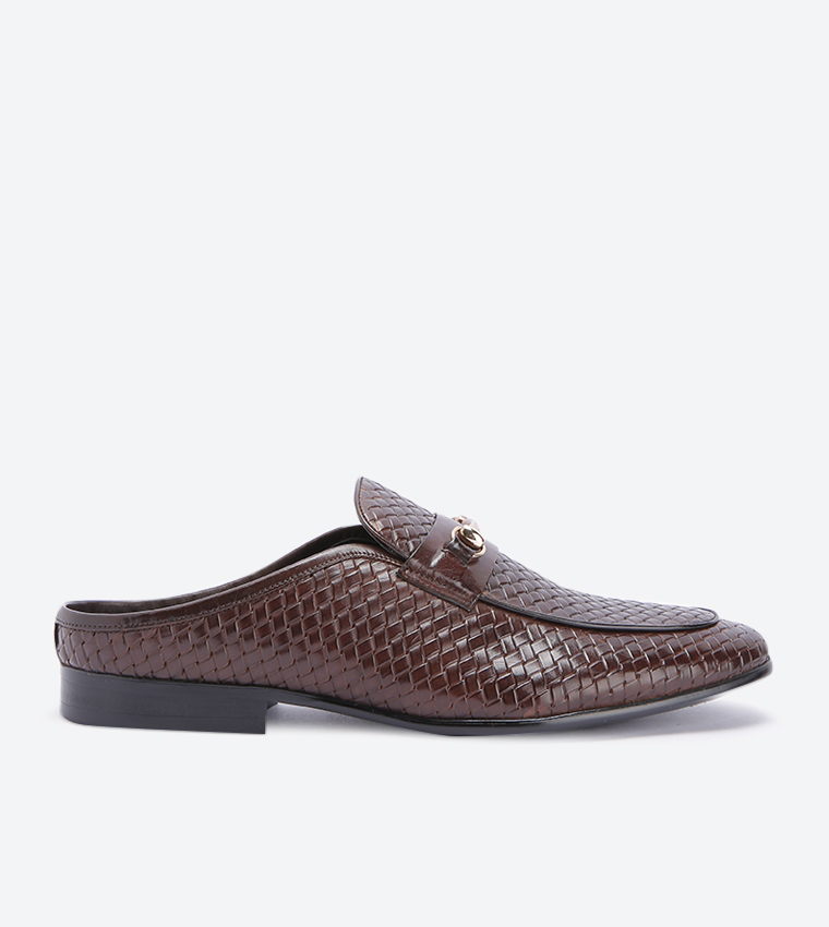 Buy Dune London Simic Di Woven Backless Round Neck Loafers Brown