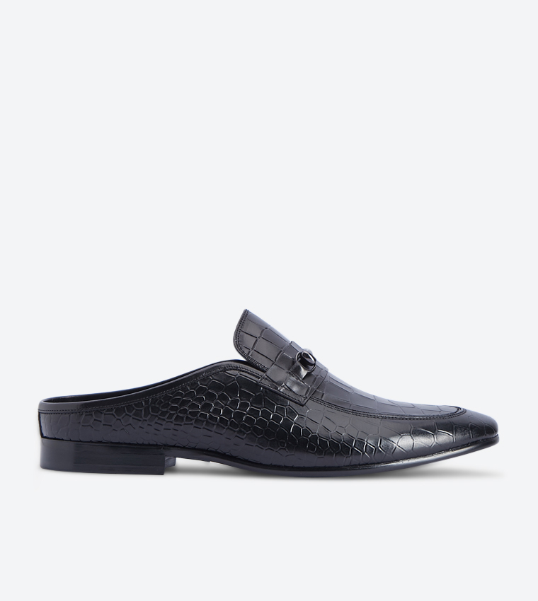 Buy Dune London Panther Backless Lizard Loafers Black