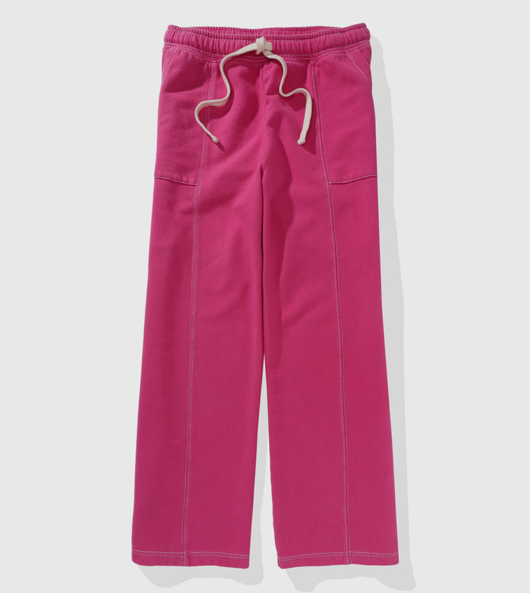 Contrast Stitch Wide Leg Pants