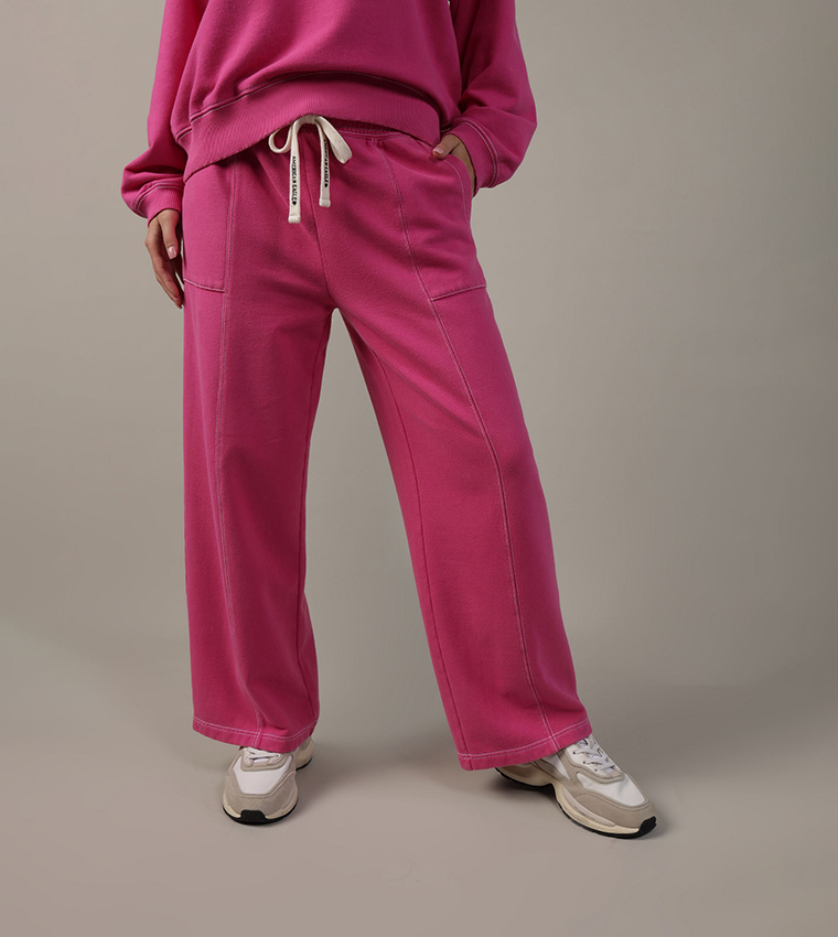 Contrast Stitch Wide Leg Pants