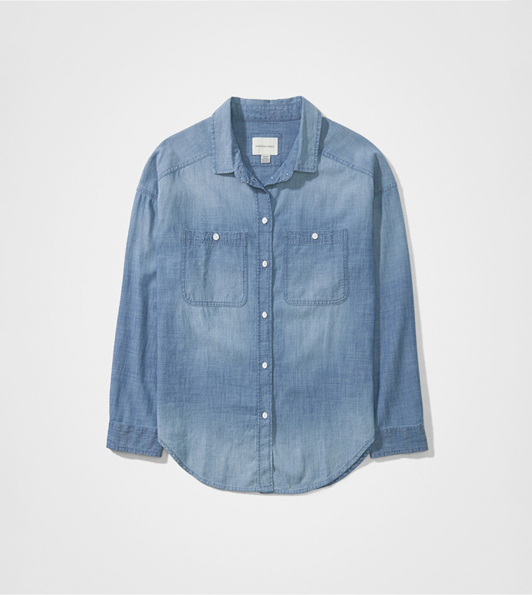 Pocket Detail Long Sleeves Denim Overshirt