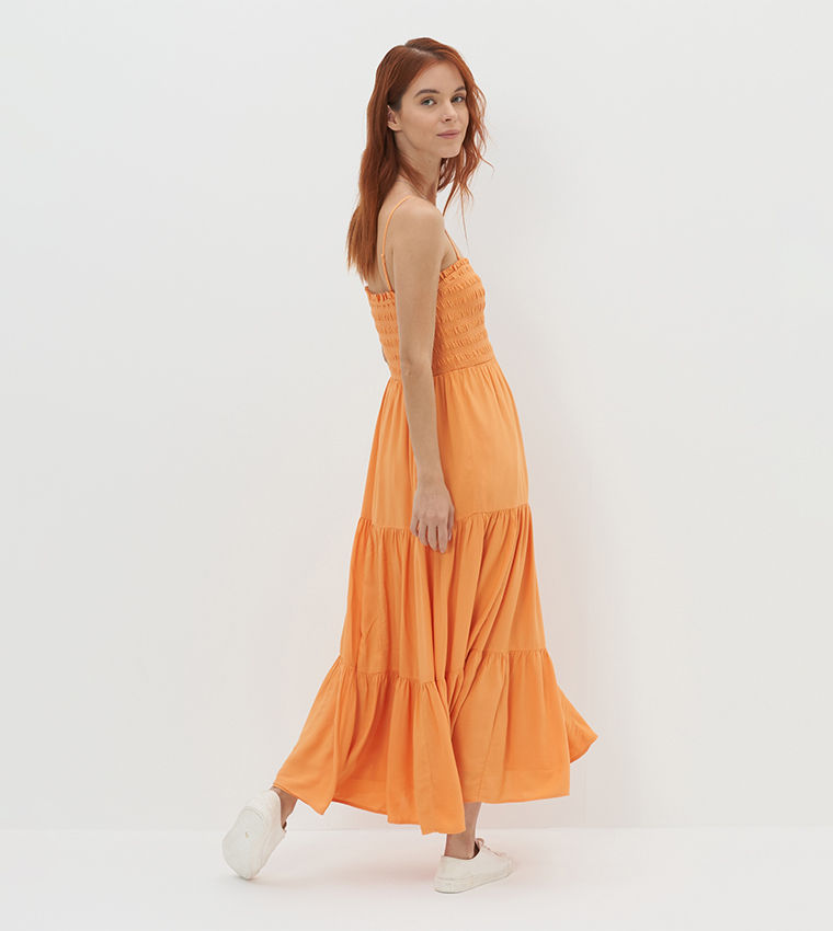 Buy American Eagle Smocked Strappy Tiered Dress In Orange | 6thStreet UAE