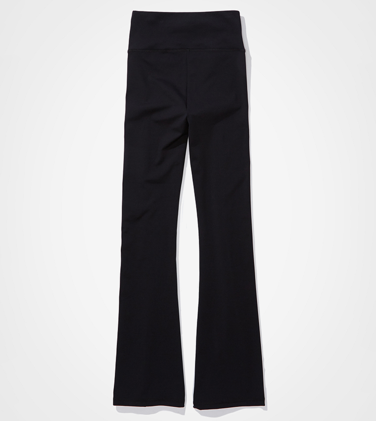 Solid Elastic Waist Flared Pants