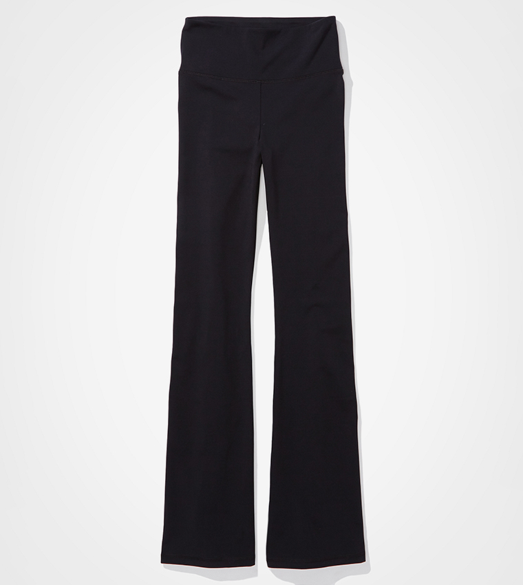 Solid Elastic Waist Flared Pants