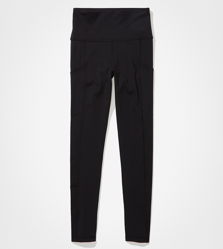 Buy American Eagle Solid High Waist Leggings In Black